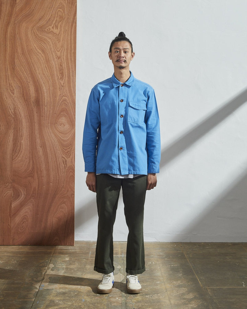 Men's Organic Buttoned Workshirt - Bright Blue